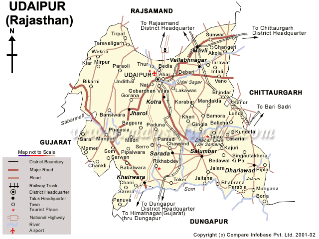 Udaipur map showing devigarh