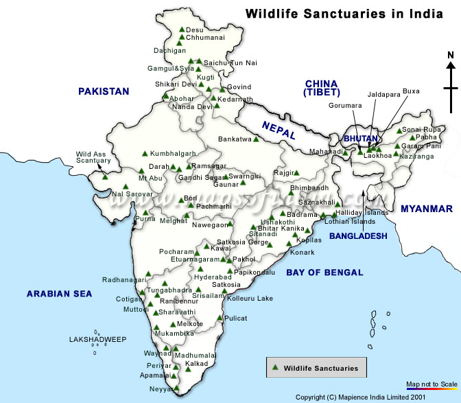 wildlife santuaries Map