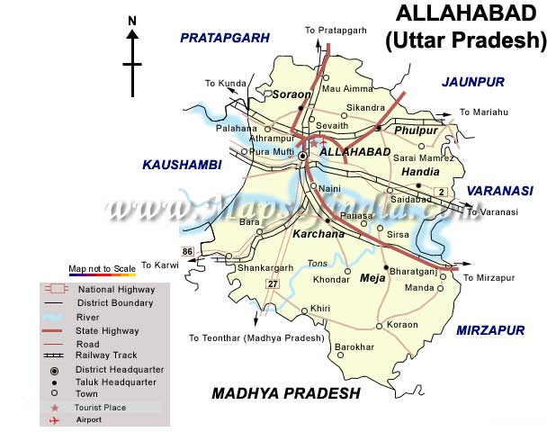 Tourist Map of Allahabad, Allahabad City Travel Map