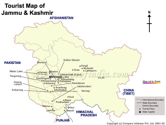 Tourist Map of Kashmir
