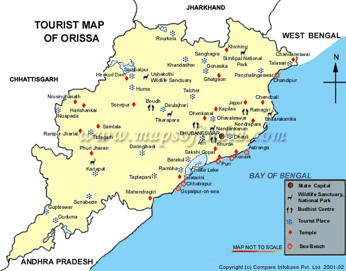 Tourist Map of Orissa