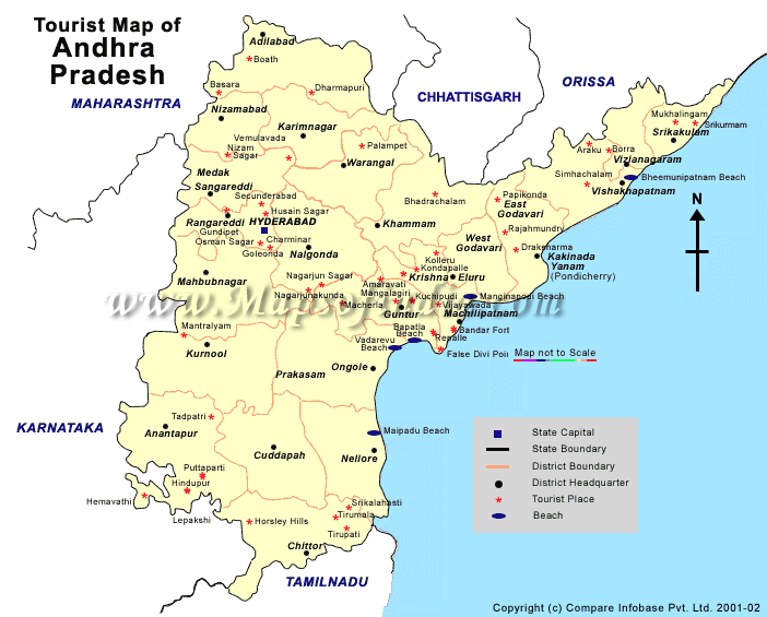 Tourist Map of Andra Pradesh