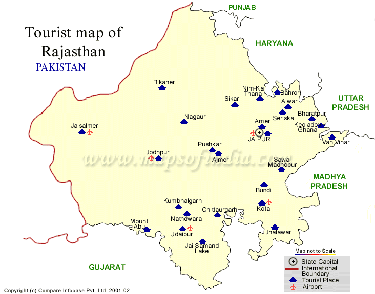 Tourist map of Rajasthan