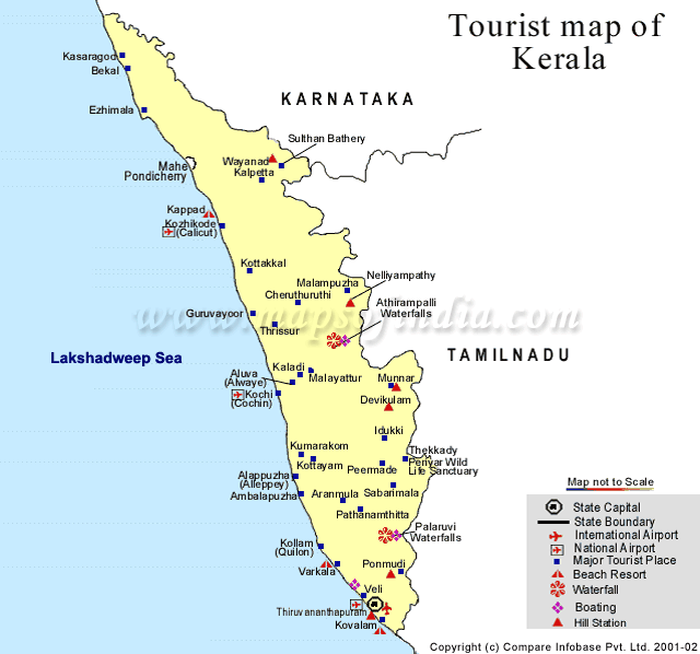 Tourist Map of Kerala