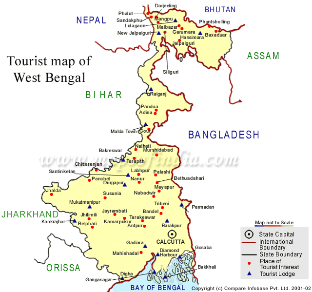 Tourist Map of West Bengal