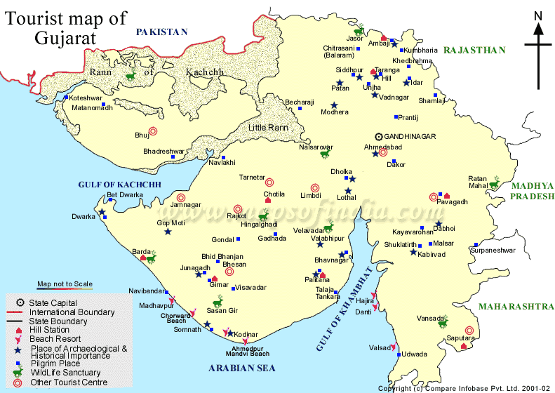 map of gujarat tourist places