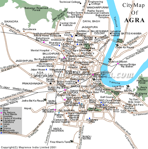 Tourist Map of Agra, Agra Tourist Map