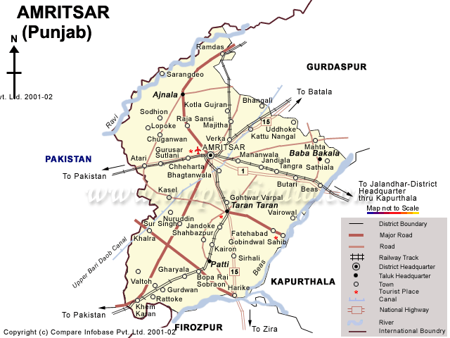 Tourist Map of Amritsar, Amritsar City Travel Map