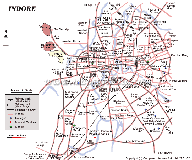 indore tourist places map