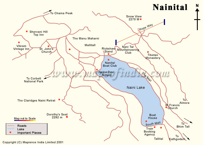 nainital tourist places map