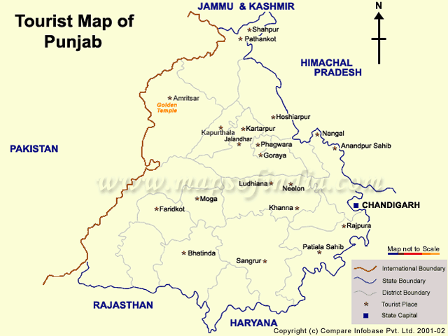 Tourist Map of Punjab