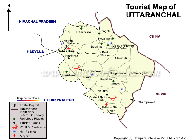 Tourist Map of Uttaranchal